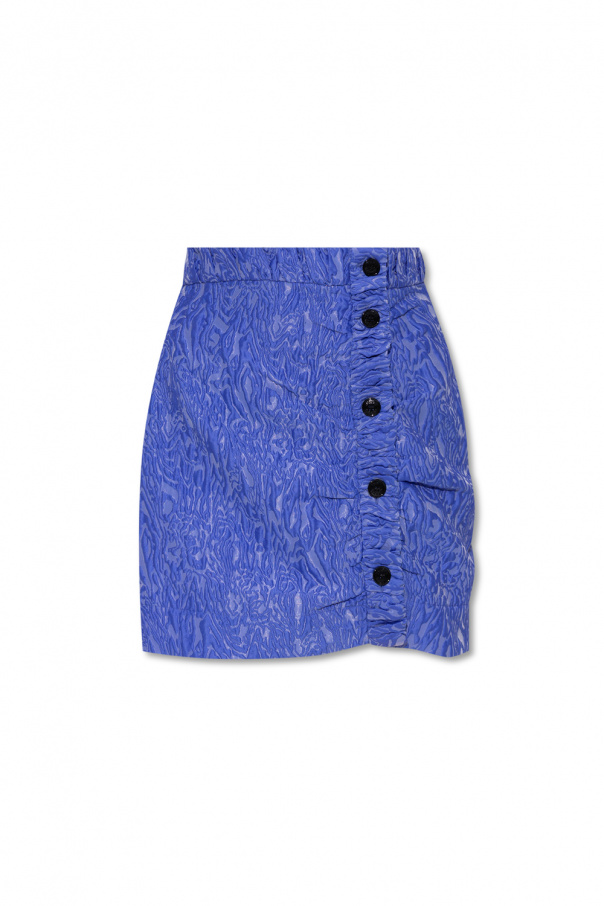 【送料&関税込】Ganni Drawstring Skirt Black Cotton Suiting Mini Skirt | GANNI US